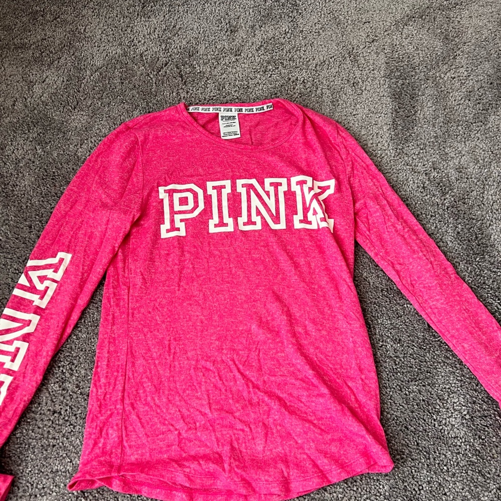 Victoria’s secret PINK hot pink sleepwear long sleeve shirt